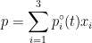 p = \displaystyle\sum_{i=1}^3 p_i^\circ(t) x_i