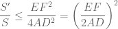 \dfrac{{S'}}{S} \le \dfrac{{E{F^2}}}{{4A{D^2}}} = {\left( {\dfrac{{EF}}{{2AD}}} \right)^2}
