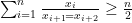 \sum_{i=1}^n\frac{x_i}{x_{i+1}=x_{i+2}}\ge\frac{n}{2}