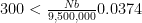 300 < \frac{Nb}{9,500,000}0.0374