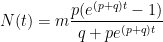 N(t) = m \displaystyle\frac{p(e^{(p+q)t}-1)}{q+pe^{(p+q)t}}