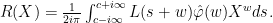 R(X)=\frac{1}{2i\pi}\int_{c-i\infty}^{c+i\infty}{L(s+w)\hat{\varphi}(w)X^wds}.