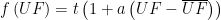 f\left(UF\right)=t\left(1+a\left(UF-\overline{UF}\right)\right)