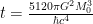 t = \frac{5120 \pi G^2 M^3_0}{\hbar c^4} 