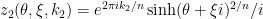 z_2(\theta,\xi,k_2)=e^{2 \pi i k_2 / n}\sinh(\theta+\xi i)^{2/n}/i