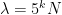 \lambda=5^k N