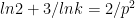 {{ln{2+3}}/{ln{k}}} = {{2}/{p^2}}