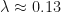 \lambda\approx 0.13