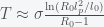 T \approx \sigma \frac{\ln (R_0l_p^2/l_0)}{ R_0 -1}