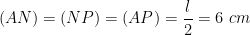 (AN)=(NP)=(AP)=\displaystyle\frac{l}{2}=6\ cm