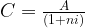 C=\frac{A}{(1+ni)}