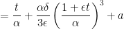 = \displaystyle \frac{t}{\alpha} +  \frac{\alpha\delta}{3\epsilon} \left( \frac{1 + \epsilon t}{\alpha} \right)^3 + a