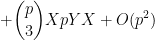 \displaystyle + \binom{p}{3} X pY X + O(p^2)