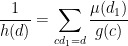 \displaystyle \frac{1}{h(d)}=\sum_{cd_1= d} \frac{\mu(d_1)}{g(c)}