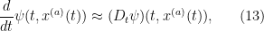\displaystyle \frac{d}{dt} \psi(t,x^{(a)}(t)) \approx (D_t \psi)(t,x^{(a)}(t)), \ \ \ \ \ (13)