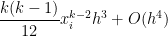 \displaystyle \frac{k(k-1)}{12} x_i^{k-2} h^3 + O(h^4)