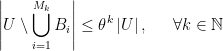 \displaystyle \left|U\setminus\bigcup_{i=1}^{M_{k}}B_{i}\right|\leq\theta^{k}\left|U\right|,\indent\forall k\in\mathbb{N}