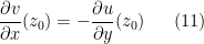 \displaystyle  \frac{\partial v}{\partial x}(z_0) = -\frac{\partial u}{\partial y}(z_0) \ \ \ \ \ (11)