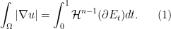 \displaystyle  \int_{\Omega}|\nabla u| = \int_{0}^{1}\mathcal{H}^{n-1}(\partial E_{t}) dt. \ \ \ \ \ (1)