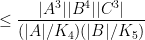 \displaystyle  \leq \frac{|A^3| |B^4| |C^3|}{ (|A|/K_4) (|B|/K_5)} 