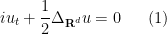 \displaystyle  i u_t + \frac{1}{2} \Delta_{{\bf R}^d} u = 0 \ \ \ \ \ (1)