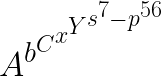 \displaystyle A^{b^{C^{x^{Y^{s^7-p^{56}}}}}} 
