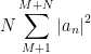 \displaystyle N \sum_{M+1}^{M+N}\left|a_{n}\right|^{2} 