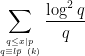 {\displaystyle \sum_{q \leq x \mid p \atop q \equiv l \bar{p}~(k)} \frac{\log ^{2} q}{q}}
