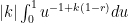 |k|\int^{1}_{0} u^{-1+k(1-r)} du 
