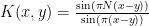 K(x, y) =\frac{\sin (\pi N(x-y))}{\sin (\pi (x-y))} 