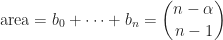 \displaystyle \text{area}=b_0+\cdots+b_n=\binom{n-\alpha}{n-1}