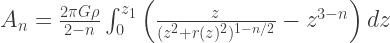 A_n = \frac{2\pi G\rho}{2-n} \int_0^{z_1} \left(\frac{z}{(z^2 + r(z)^2)^{1 - n/2}} - z^{3-n}\right) dz