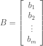 B = \left[\begin{array}{c} b_1 \\ b_2 \\ \vdots \\ b_m \\ \end{array} \right] 