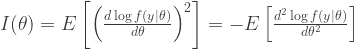 I(\theta)=E\left[\left(\frac{d \log f(y\mid\theta)}{d\theta}\right)^2\right] = -E\left[\frac{d^2 \log f(y\mid\theta)}{d \theta^2}\right]