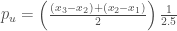 p_u = \left( \frac{ (x_3 - x_2) + (x_2 - x_1) }{2} \right) \frac{1}{2.5}