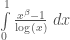 \int\limits_{0}^{1}\frac{x^{\beta}-1}{\log(x)}\;dx