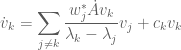 \displaystyle \dot v_k = \sum_{j \neq k} \frac{w_j^* \dot A v_k}{\lambda_k - \lambda_j} v_j + c_k v_k