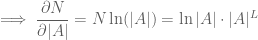 \displaystyle \implies \dfrac{\partial N}{\partial |A|}=N\ln(|A|)=\ln |A|\cdot |A|^L