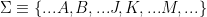 \Sigma \equiv \{ ... A, B, ... J, K, ... M, ... \}
