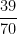 \dfrac{39}{70}