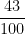 \dfrac{43}{100}