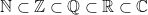 \mathbb{N}\subset\mathbb{Z}\subset\mathbb{Q}\subset\mathbb{R}\subset\mathbb{C}