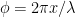 \phi = 2\pi x/ \lambda