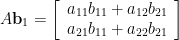 A{\bf b}_{1}=\left[\begin{array}{c} a_{11}b_{11}+a_{12}b_{21}  \\ a_{21}b_{11}+a_{22}b_{21} \end{array}\right]