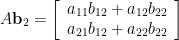 A{\bf b}_{2}=\left[\begin{array}{c} a_{11}b_{12}+a_{12}b_{22}  \\ a_{21}b_{12}+a_{22}b_{22} \end{array}\right]