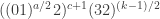 ((01)^{a/2} 2)^{c+1} (32)^{(k-1)/2}