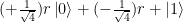 (+\frac{1}{\sqrt{4}} )r \left|0\right> + ( -\frac{1}{\sqrt{4}} )r + \left|1\right> 