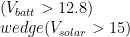 (V_{batt} > 12.8) \\wedge (V_{solar} > 15)