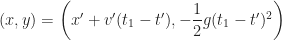 (x,y)=\left( x'+v'(t_{1}-t'), -\dfrac{1}{2}g(t_{1}-t')^{2} \right)