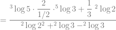 = \dfrac{^3\log 5 \cdot \dfrac{2}{1/2} \cdot ^{5}\log 3 + \dfrac{1}{3}~^{2}\log 2}{^2\log 2^2 + ^2\log 3- ^2\log 3}